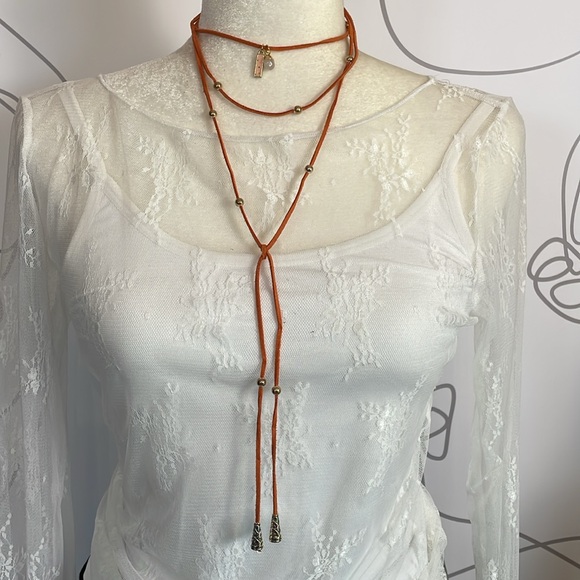 Handmade Suede Lariat Beaded Necklace-Various Colors - Picture 9 of 13